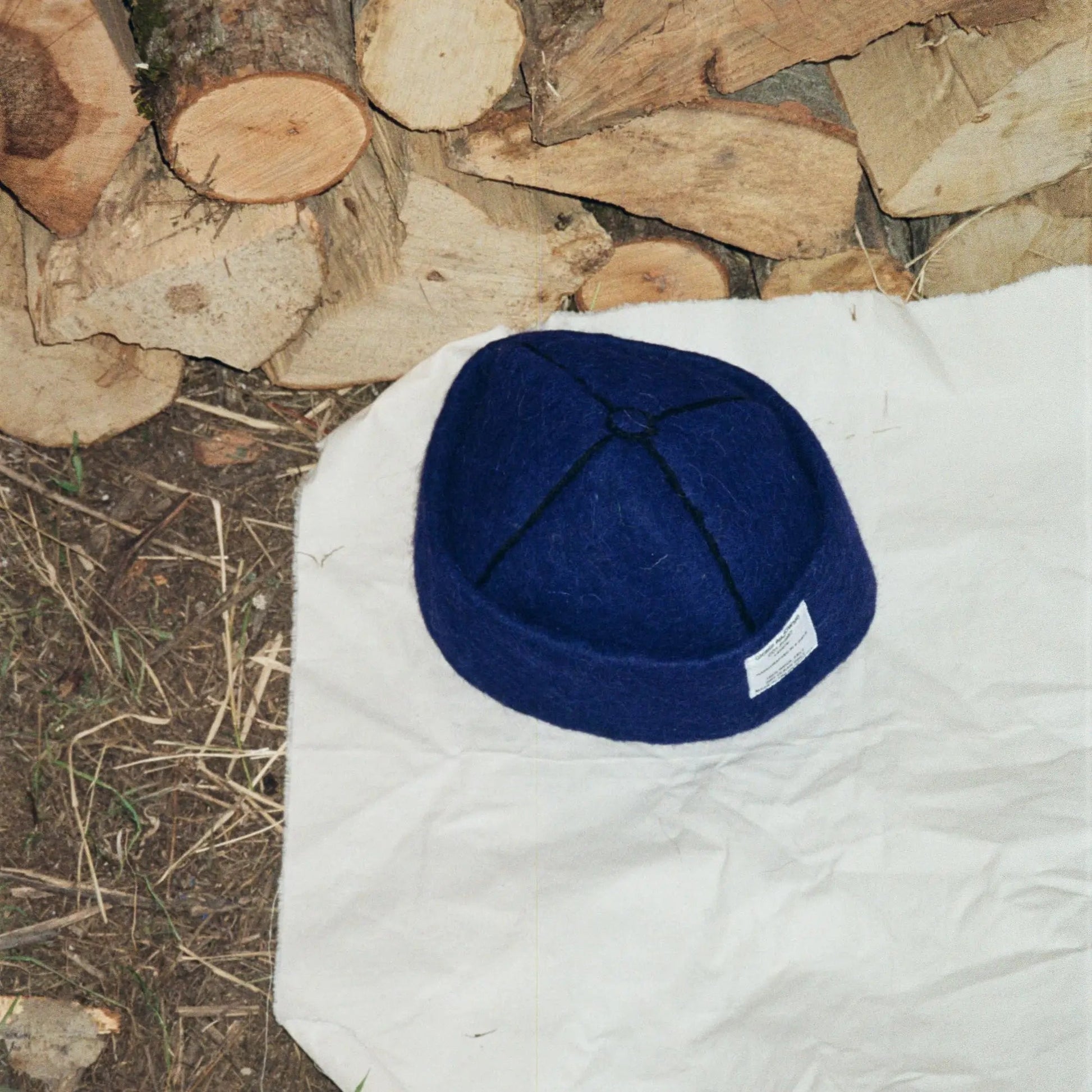 Denim wool felt hat in rich blue tones, made with 100% natural wool