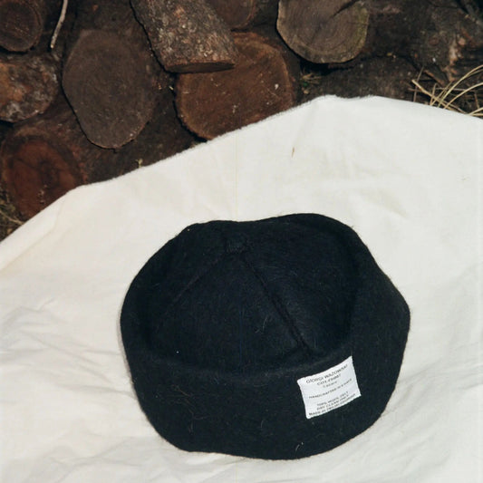 Obsidian black wool felt hat in sleek black, made from 100% natural wool