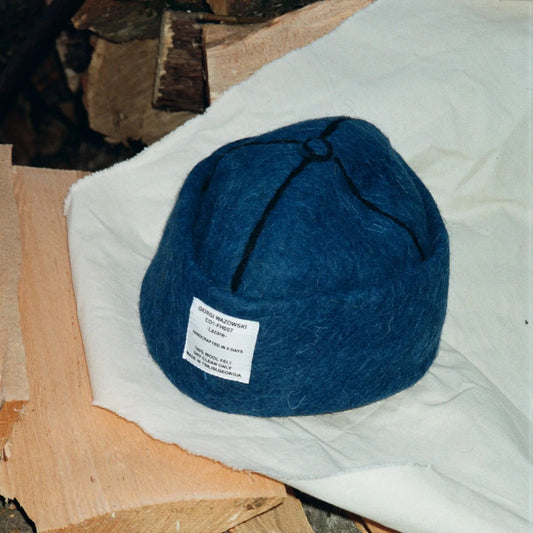 Navy blue wool felt hat in rich blue tones, made with 100% natural wool