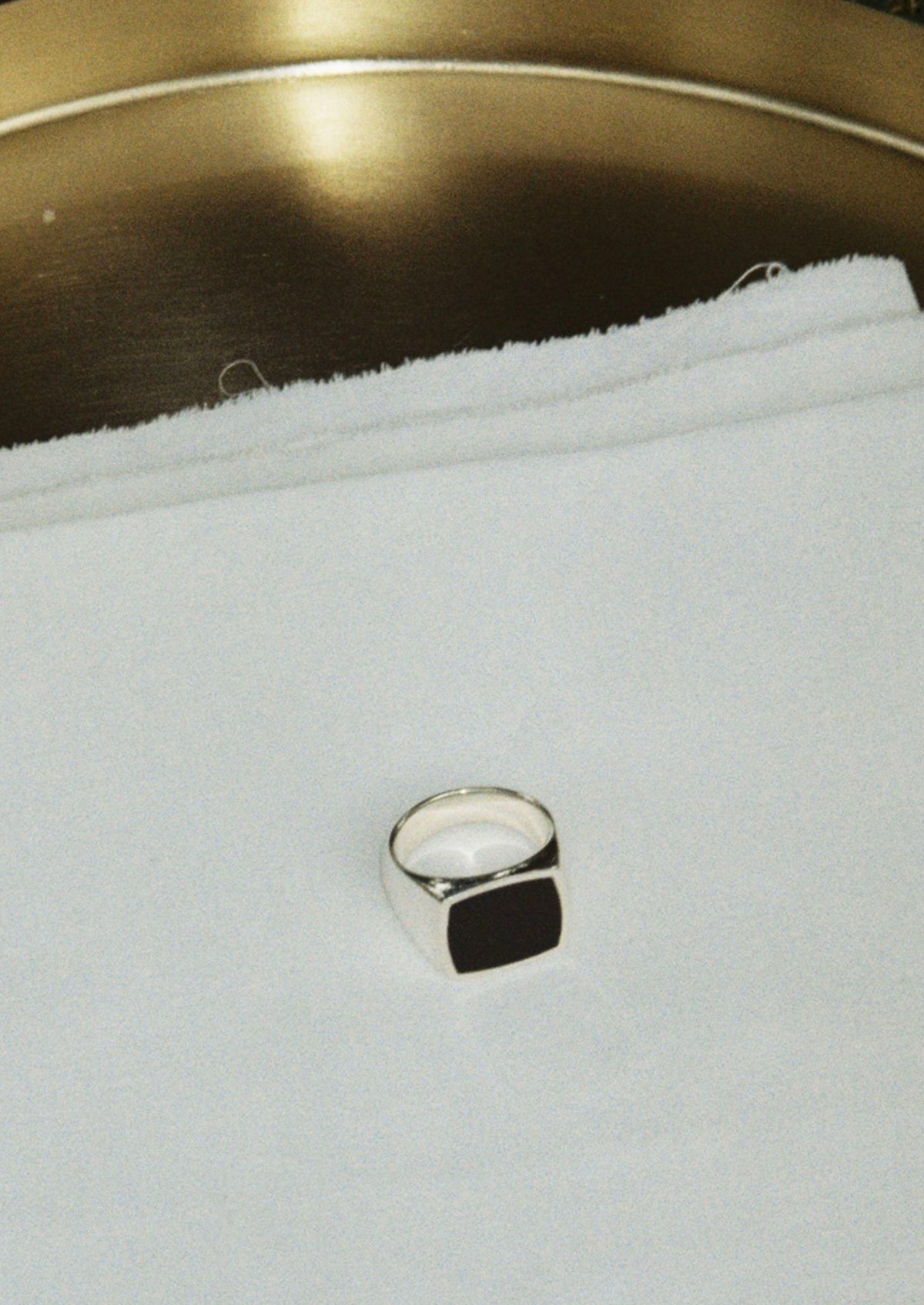 SOLOMON - black square enamel ring